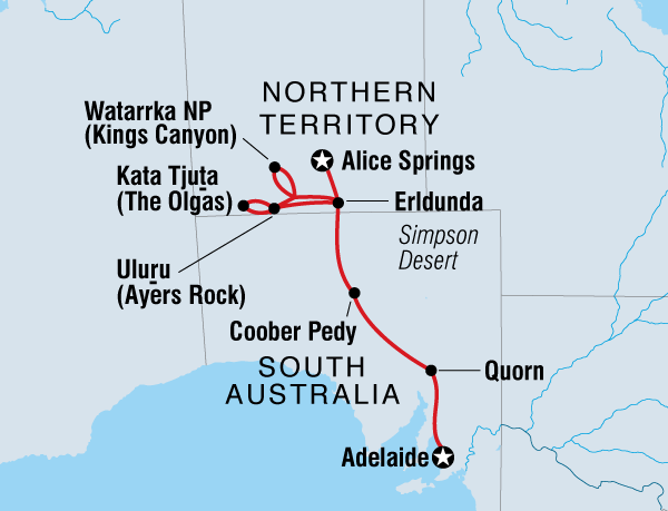 Alice Springs to Adelaide Overland ex Yulara - Peregrine Travel Centre