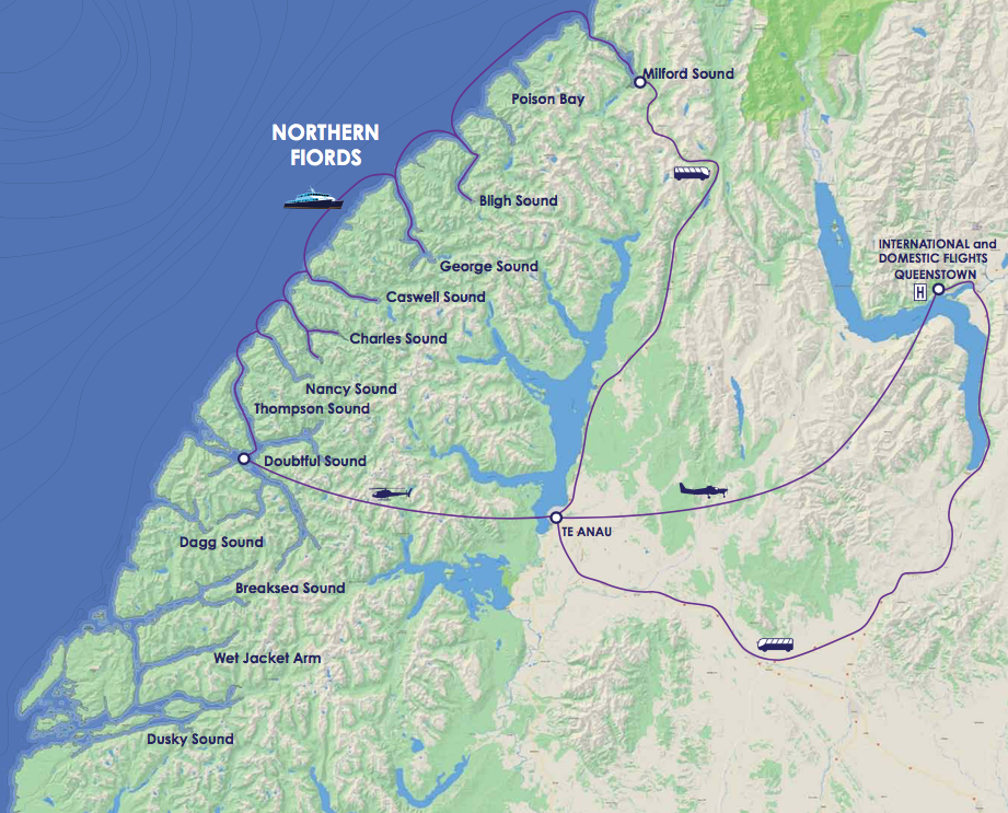 New Zealand Fjords National Park Map